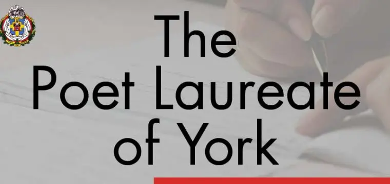 Image showing The Poet Laureate of York title with hand writing in the background