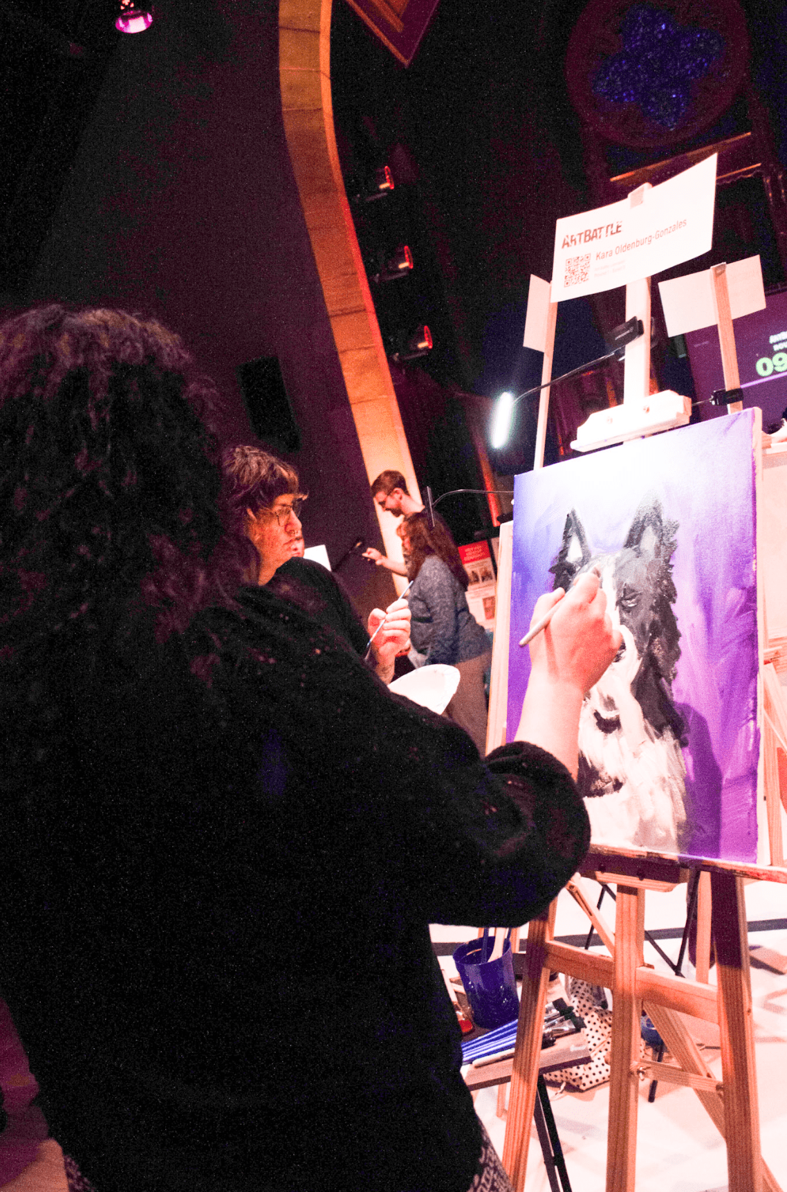 Artist painting at an easel 1