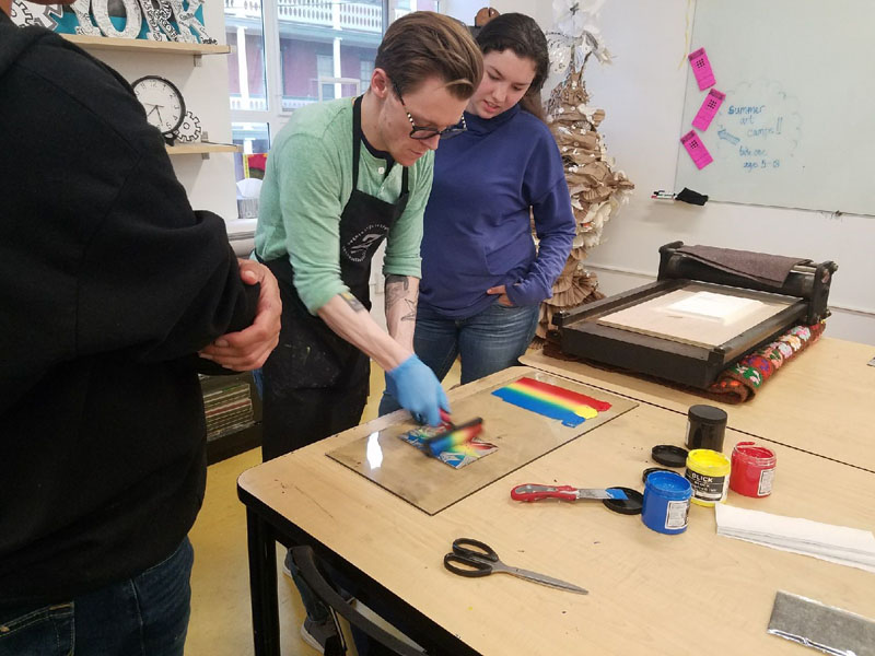 group printmaking during teen art house